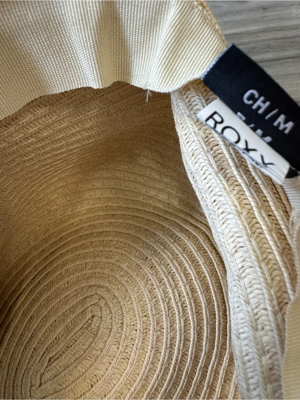Roxy Straw Embroidered Edges Brim Hat